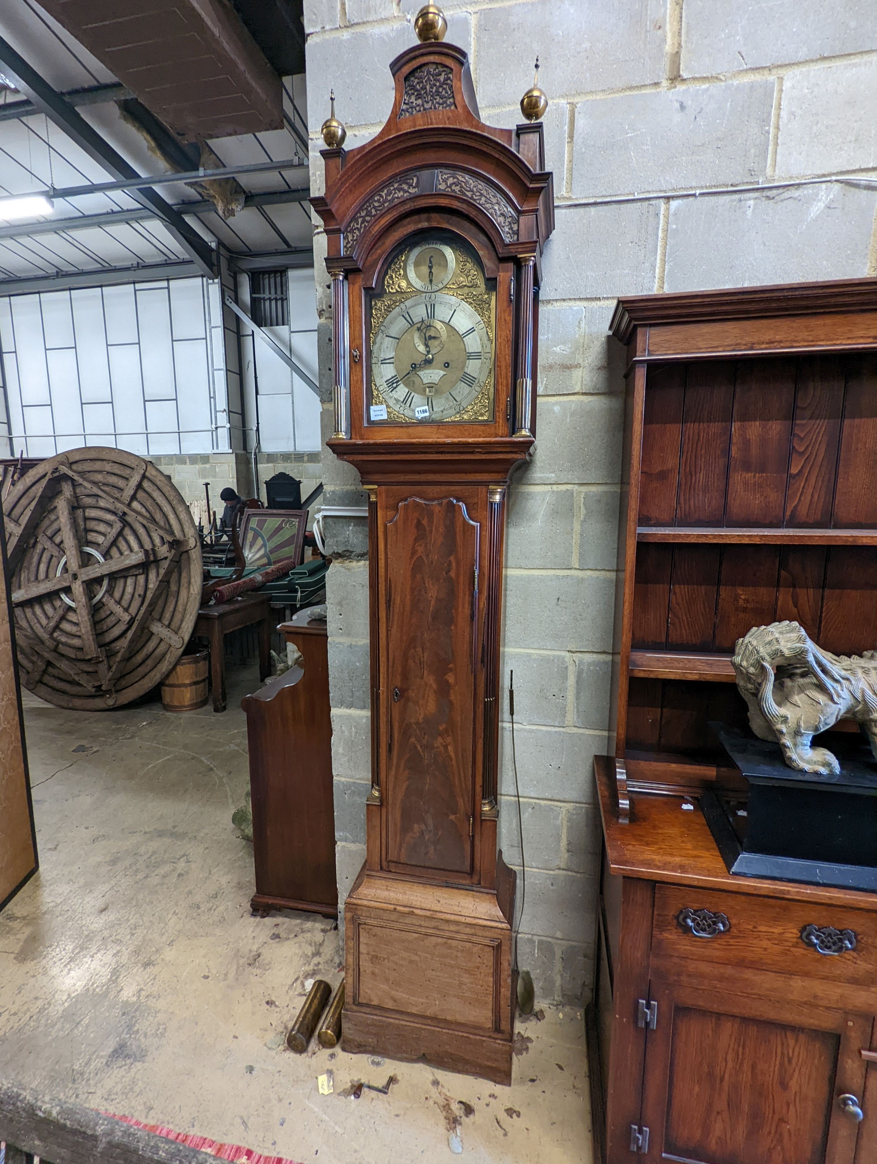 Fazakerley of London. A George III mahogany eight day longcase clock, with strike / silent, subsidiary seconds and date aperture, height 264cm